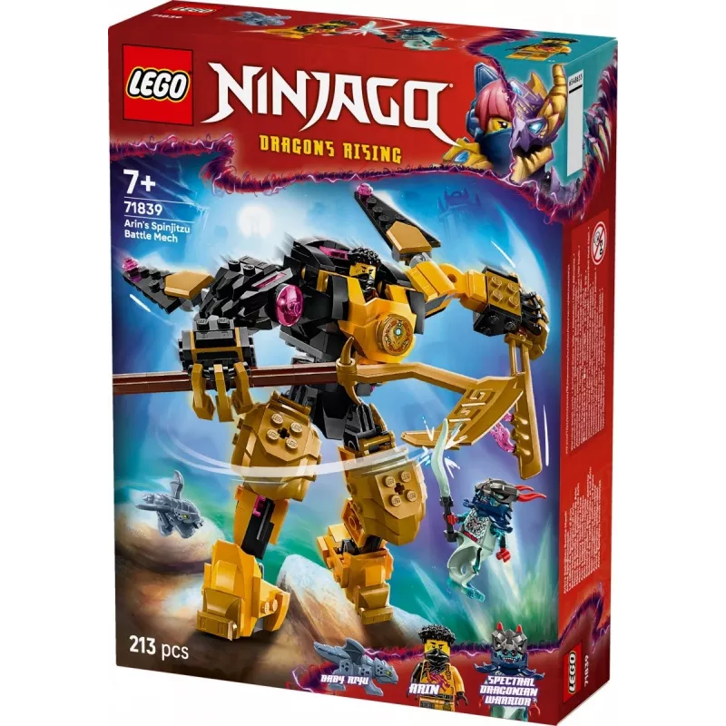 LEGO ehituskomplekt NINJAGO 71839 Arini Spinjitzu lahingumehha, 213 detaili, 2 minifiguuri, kõrgus 160 mm