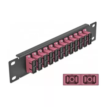 Fiiberoptiline patch-paneel DeLOCK 10 tolli 12 porti SC Duplex violetne 1U must