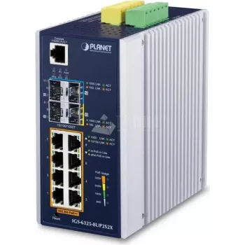 Hallatav kommutaator PLANET IP30 DIN-liistule tööstuslik L3 8P