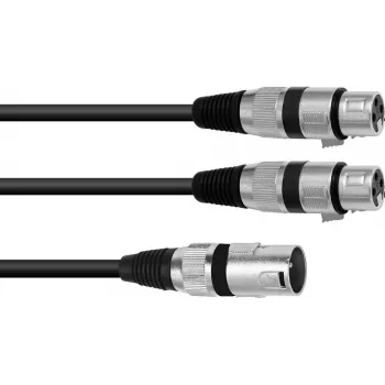 Helikaabel XLR 3-kontaktiline isane kuni 2 x XLR 3-kontaktiline emane Omnitronic 30225210
