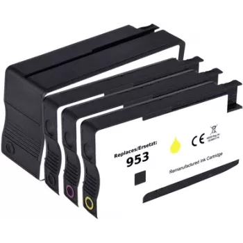 Renkforce tindikomplekt, asendab HP 953 (6ZC69AE), ühilduv komplekt must, tsüaan, magenta, kollane RF-I-HP953BKCMY4PK RF-5718854 (RF-5718854)