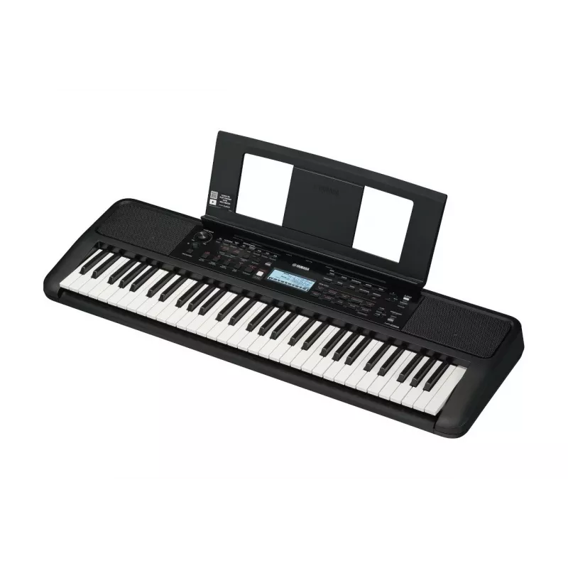 Klaviatuur YAMAHA PSR-E383 — 61 klahviga kaasaskantav MIDI-klaviatuur, LCD-ekraan, USB, sisseehitatud kõlarid, akutoitel (6), must