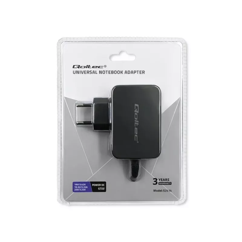 Universaalne toiteadapter QOLTEC 52414 65W 10 vahetatava pistikuga