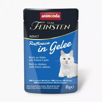 Märg kassitoit animonda ANIMONDA Vom Feinsten Adult Raffinesse tarretises kana ja lõhega, 85 g kotike, 82% niiskust, 8,5% valku