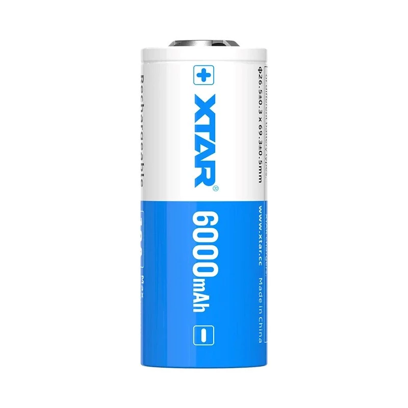 Aku 26650 3,6V Li-ioon 6000 mAh Aku 26650 3 on Xtari laetav standardne li-ioon aku. Ehtne Xtari toode — MPN: 26650-6000 · EAN:
