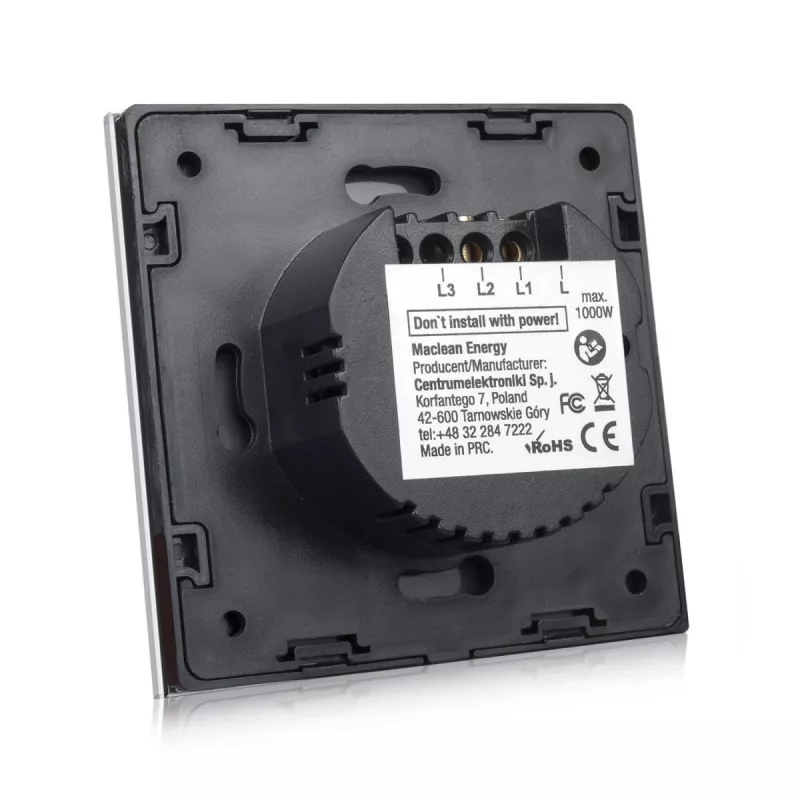 Puutelüliti MACLEAN MCE702W — ühe ümmarguse klaasnupuga, juhtmega, 110–240 V, 2 A, 1000 W, valge