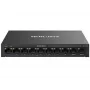 Võrgukommutaator MERCUSYS MS110CMP — 8-pordiline PoE, 10 Gigabit RJ‑45 porti kokku, 115 W PoE-eelarve, laua-/seinale paigaldatav, must
