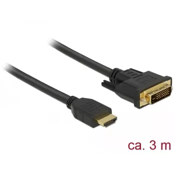 Video kaabli adapter DeLOCK 85655 3m HDMI tüüp A DVI Must