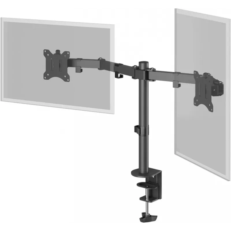Goobay Monitor Arm Dual Flex - 17-32 inch Screen - Desk Mount VESA 75 and 100mm - Rotate, Swivel and Tilt - Height Adjustable Bracket - Maximum Load