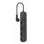 GEMBIRD TSL-PS-F4U-02 nelja PL-pistikupesa ja USB-laadijaga pikendusjuhe, must