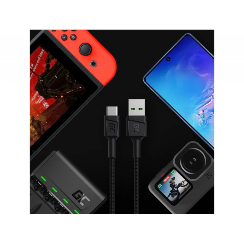 USB-kaabel roheline Cell KABGC22 USB 2.0 1,2 m USB A USB C Must
