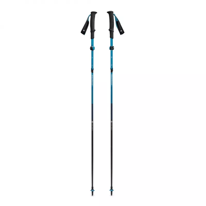Matkakepid Must Diamond Distance Carbon FLZ — kokkupandav süsinik, reguleeritav 125–140 cm, 3 segmenti, 364 g, 40 cm kokkupanduna
