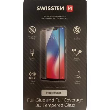 Tempered 3D täisliimiga ekraanikaitse SWISSTEN iPhone 11 Pro jaoks — must