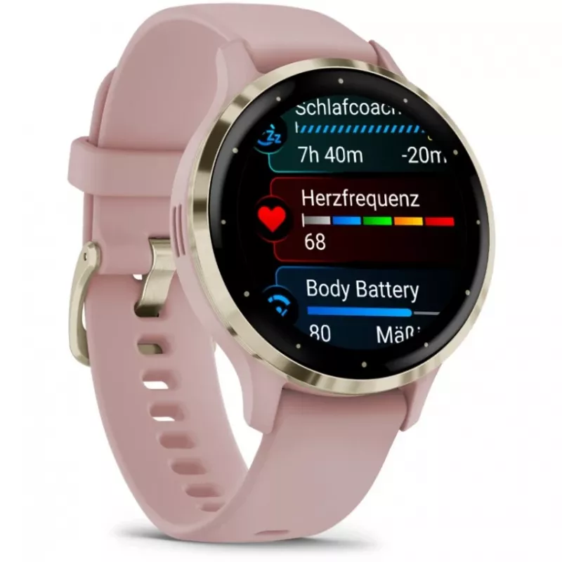 Garmin Venu 3S 3.05 cm (1.2) AMOLED 41 mm Digitaalne 390 x 390 pikslit Puuteekraan Kuldne, Roosa Wi-Fi GPS (satelliit)