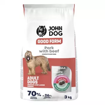 Kuiv koeratoit john dog Good Form Adult keskmistele ja suurtele tõugudele, sealiha veiselihaga, 3 kg