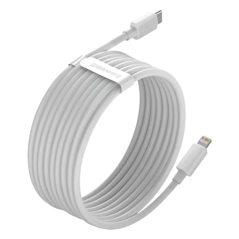 Baseus Simple Wisdom andmekaablikomplekt USB-C – Lightning PD 20W (2 tk/komplekt) 1,5 m valge