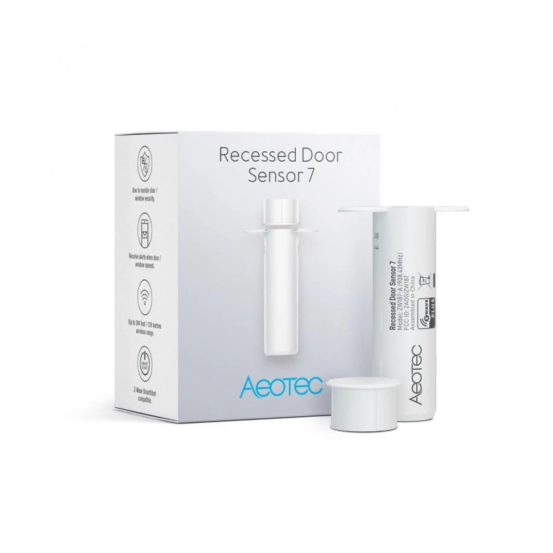 Süvistatav ukseandur AEOTEC Recessed Door Sensor 7 Z-Wave Plus V2 valge — süvistatav kontaktandur ustele/raamidele