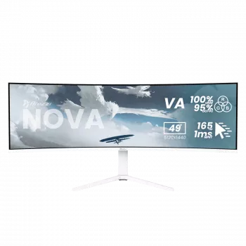 Kumer monitor Arozzi Nova 49 tolli (124,5 cm) Dual QHD 5120×1440 LED VA, 32:9, 4 ms, USB-jaotur, kõlarid, valge