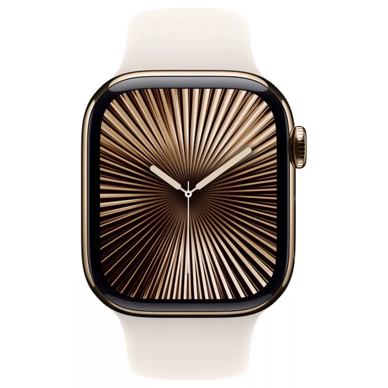 Apple Watch Series 10 GPS + Cellular 42mm Gold Titanium Case with Starlight Sport Band - S/M (MX063QF/A)