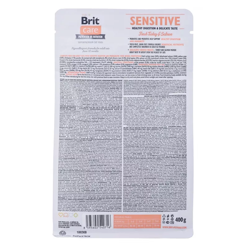 BRIT Care Grain-Free Sensitive Turkey&Salmon - kuiv kassitoit - 400 g
