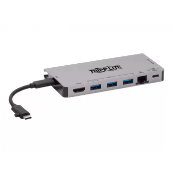 USB-C dokk - 4K HDMI, USB 3.2 Gen 1, USB-A jaotur, GbE, mälukaart, 100W PD laadimine, eemaldatav kaabel U442-DOCK5D-GY