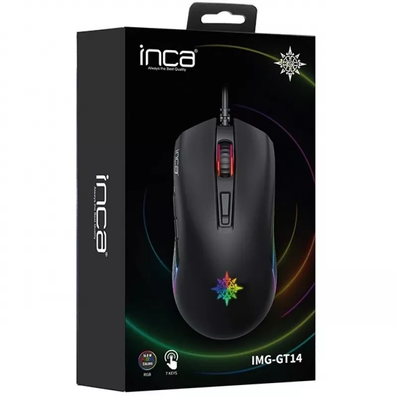 INCA mänguhiir IMG-GT14 3600 DPI. RGB. 7 nuppu. USB. SW jaemüük