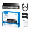 Võrgulüliti Cudy GS1016 — 16 pordiga Gigabit Ethernet (10/100/1000), 32 Gbit/s lülitus, riiulisse paigaldatav, toiteallikaga vahelduvvoolust