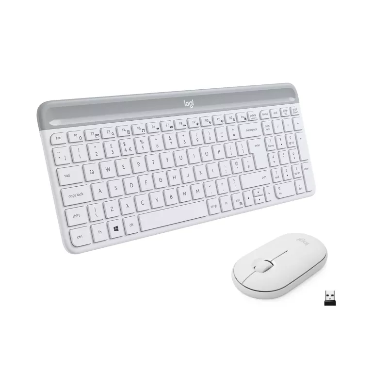 Logitech Slim Wireless Combo MK470 - klaviatuuri-hiire komplekt - juhtmevaba - 2,4 GHz - hispaania keel - valkjas (920-009199)