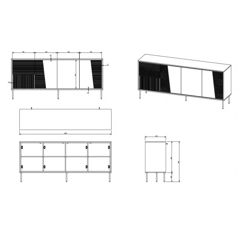 4D ABI kummut 200x45x88 matt must