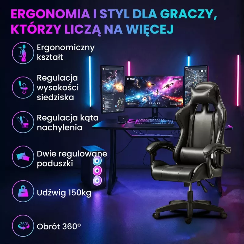 Extralink Gaming | Mängutool | kontori, pöörlev, kopp, must, G-524