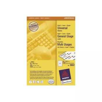 Avery - sildid - valge - 42,3 x 70 mm 2100 silti (100 lehte x 21) (3652)