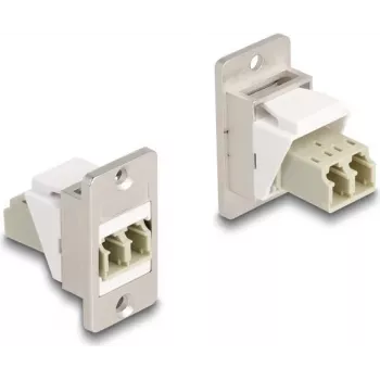 võrgukaabel DeLOCK Panel Mount Keystone Module Optical Fiber LC Duplex Female to Female Conical Beige Silver Valge
