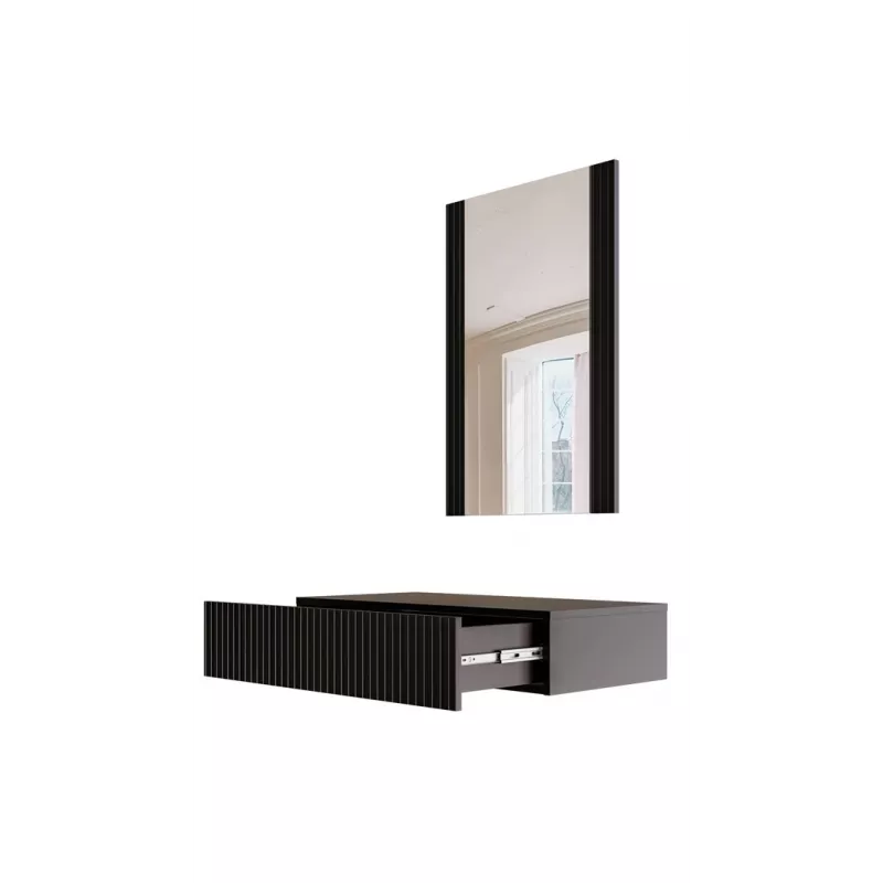 Tualettlaud peegliga cama meble PAFOS 80×41,6×100 cm, MDF raam, 1 sahtel, mattmust