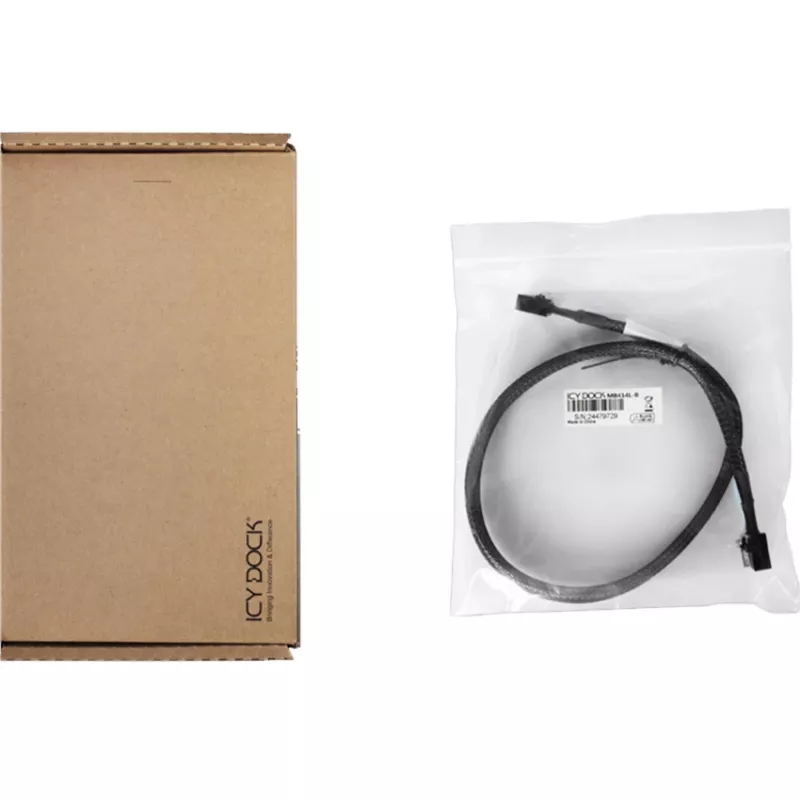 ICY DOCK MB414L-B MCIO 4i SFF-TA-1016 kuni MCIO 4i SFF-TA-1016 kaabel, 0,5 m