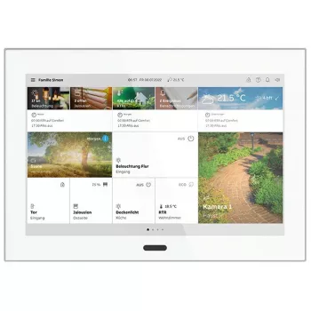 Seinale paigaldatav SmartTouch-puutetundlik lüliti, busch‑jaeger SmartTouch 10, valge terasraamiga (mudel 2TMA310050W0001)