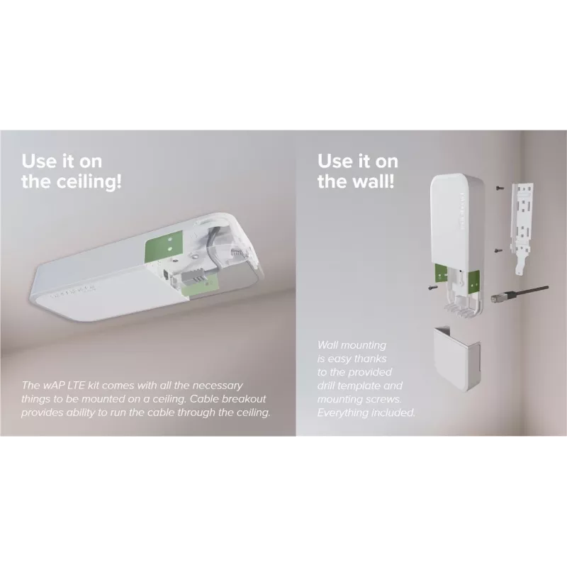 Juhtmevaba pöörduspunkt MikroTik wAP LTE kit 2024 — 2,4 GHz, 300 Mbps, IP54, PoE, SIM-pesa