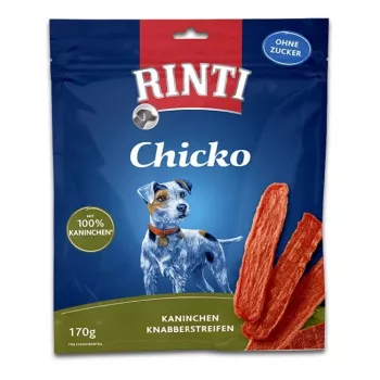 Koerte maiused RINTI Chicko Rabbit 170 g — hüpoallergeenne küülikumaitseline treeningpreemia, valk 53%, rasv 8%