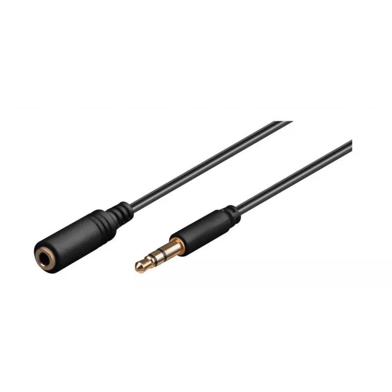 Wentronic Goobay 3,5 mm pikenduskaabel, must, 5 m - 3,5 mm pistik (3-kontaktiline, stereo) > 3,5 mm pesa (3-kontaktiline, stereo) (97122)