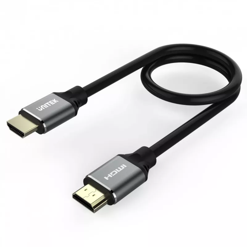 HDMI-kaabel Unitek C138W 2 m — HDMI 2.1, 48 Gbit/s, 4K/120Hz, HDR10 ja Dolby Vision, ARC, kullatud pistikutega