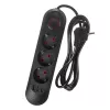 Pikendusjuhe MACLEAN MCE394 B — 3 pistikupesa + 3×USB A, 110–240V, 2,1A USB, 2500W, 1,5 m kaabel, must