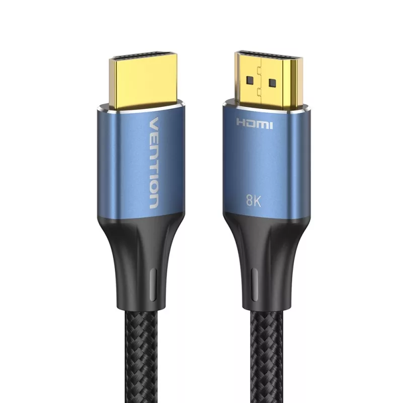 Vention puuvillase punutisega HDMI-A isane-isane HD kaabel 8K 5 m sinine alumiiniumisulamist tüüp