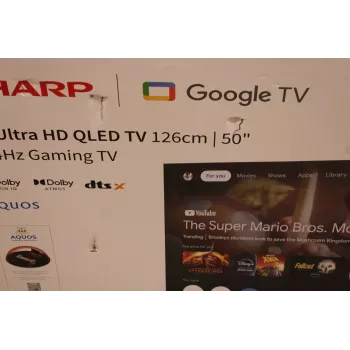 Sharp QLED 50HR7265E 50-tolline 4K Ultra HD nutiteler Google TV-ga, 144 Hz, Dolby Vision, Dolby Atmos, keskalus, must