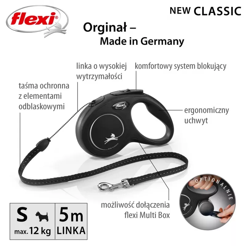 Flexi New CLASSIC 5 m must koera automaatjalutusrihm