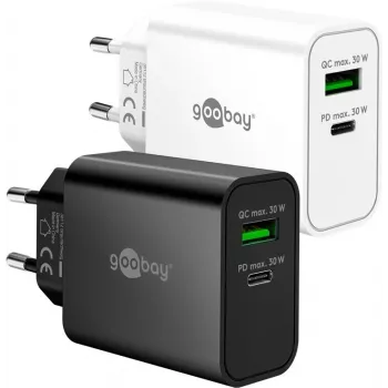 Goobay USB-C PD GaN kahe kiirlaadijaga (30 W) Valge (75336)