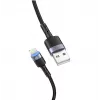 USB- ja Lightning-andmekaabel Tellur 1,2 m nailonpunutisega must