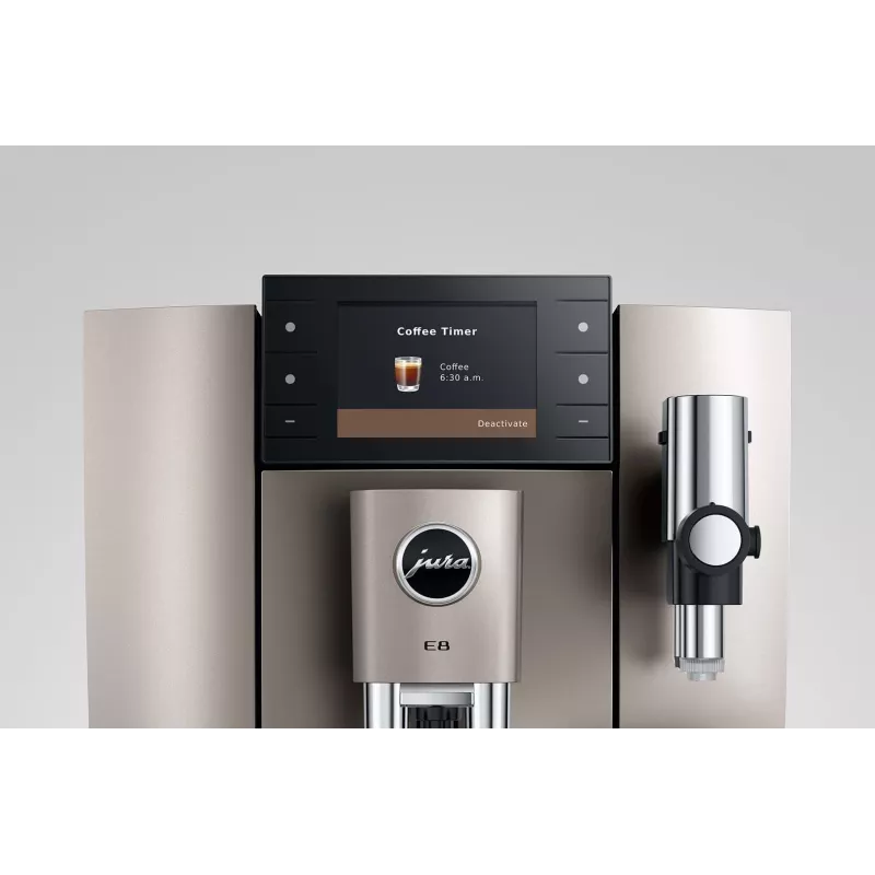 Espressomasin JURA E8 Täisautomaatne 1,9 L Hõbedane — 15 bar, 3,5-tolline ekraan, veski, piimavahustaja