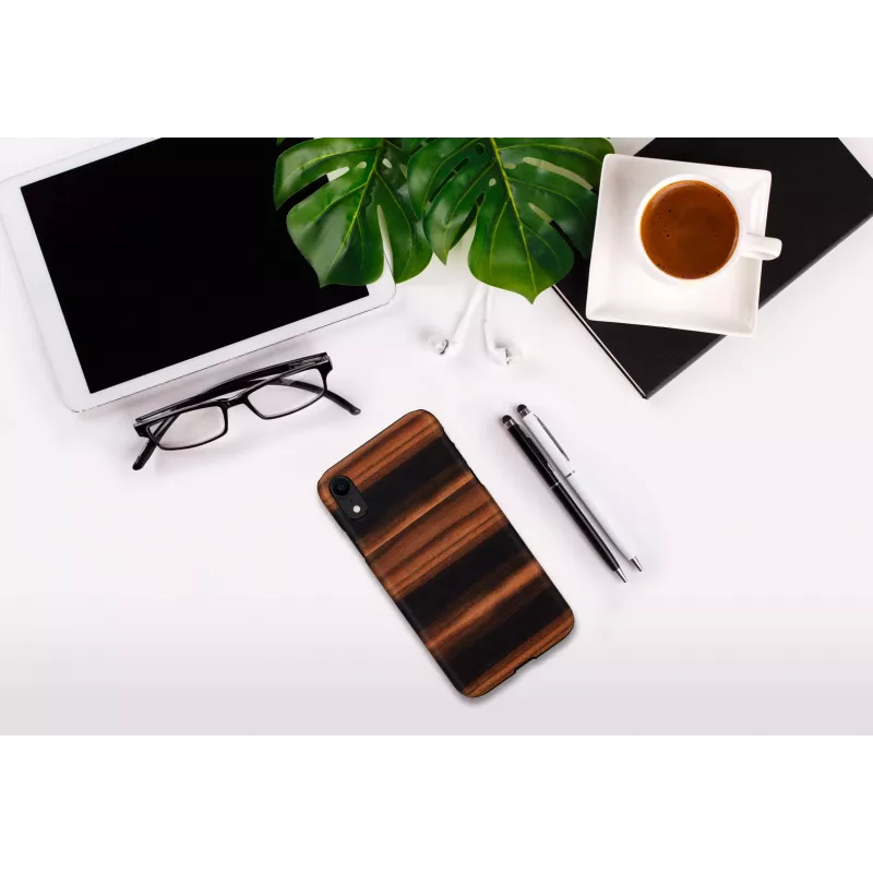 Nutitelefoni ümbris man and wood iPhone XR-ile — eebenmust, kaitsev kõva kest