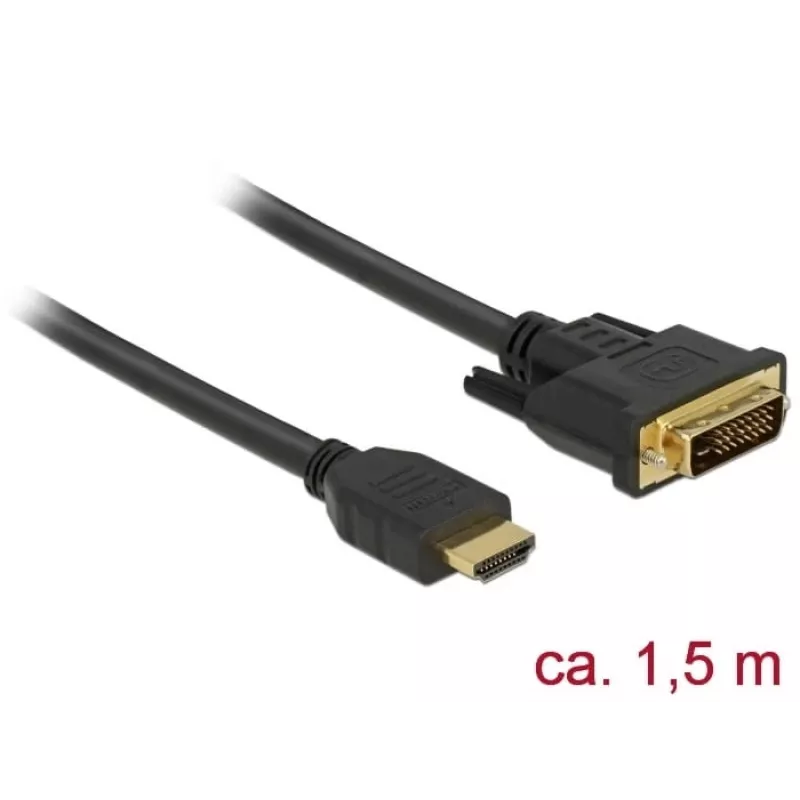 Video kaabli adapter DeLOCK 85653 1,5 m HDMI tüüp A DVI must