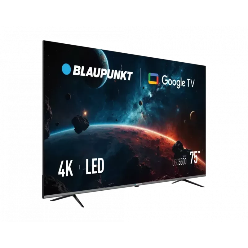 LED-nutiteler BLAUPUNKT 75UGC5500S 75-tolline UHD Google TV must, energiaklass G