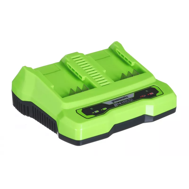 Akulaadija GreenWorks G24X2UC2 kahepesaline 24 V Li-Ion, 4 A, 2-elemendiline, kiirlaadimine